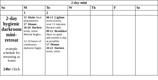 plan: 2-day mini schedule