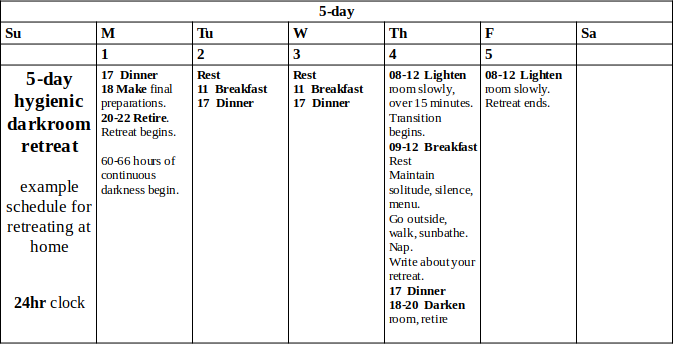 plan: 5-day schedule